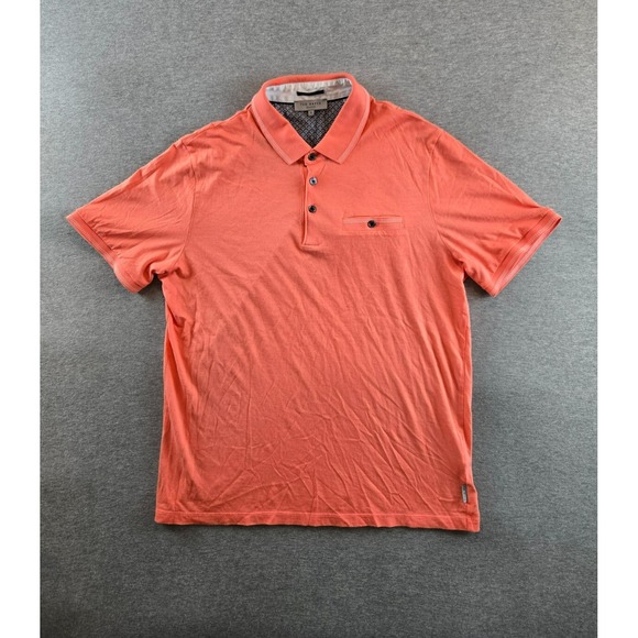 Ted Baker‎ Birdseye Pocket Polo Shirt Men's Sz 4 (L) Orange Short Sleeve Preppy - Picture 1 of 13